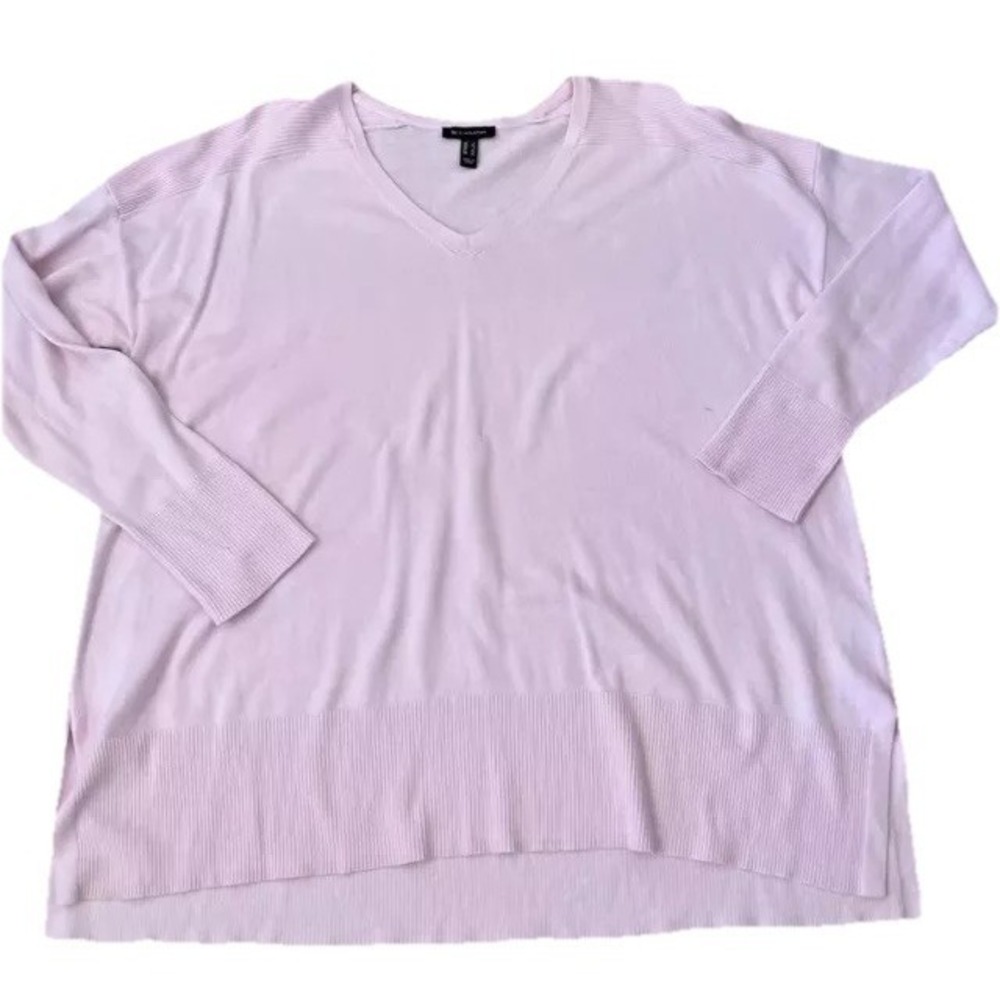 H by Halston Sweater Sz‎ Large Pink  V -Neck Long Sleeve Women